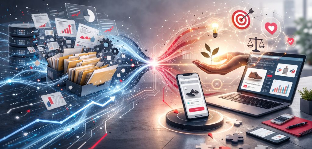 marketing after automation and human strategic role concept illustration