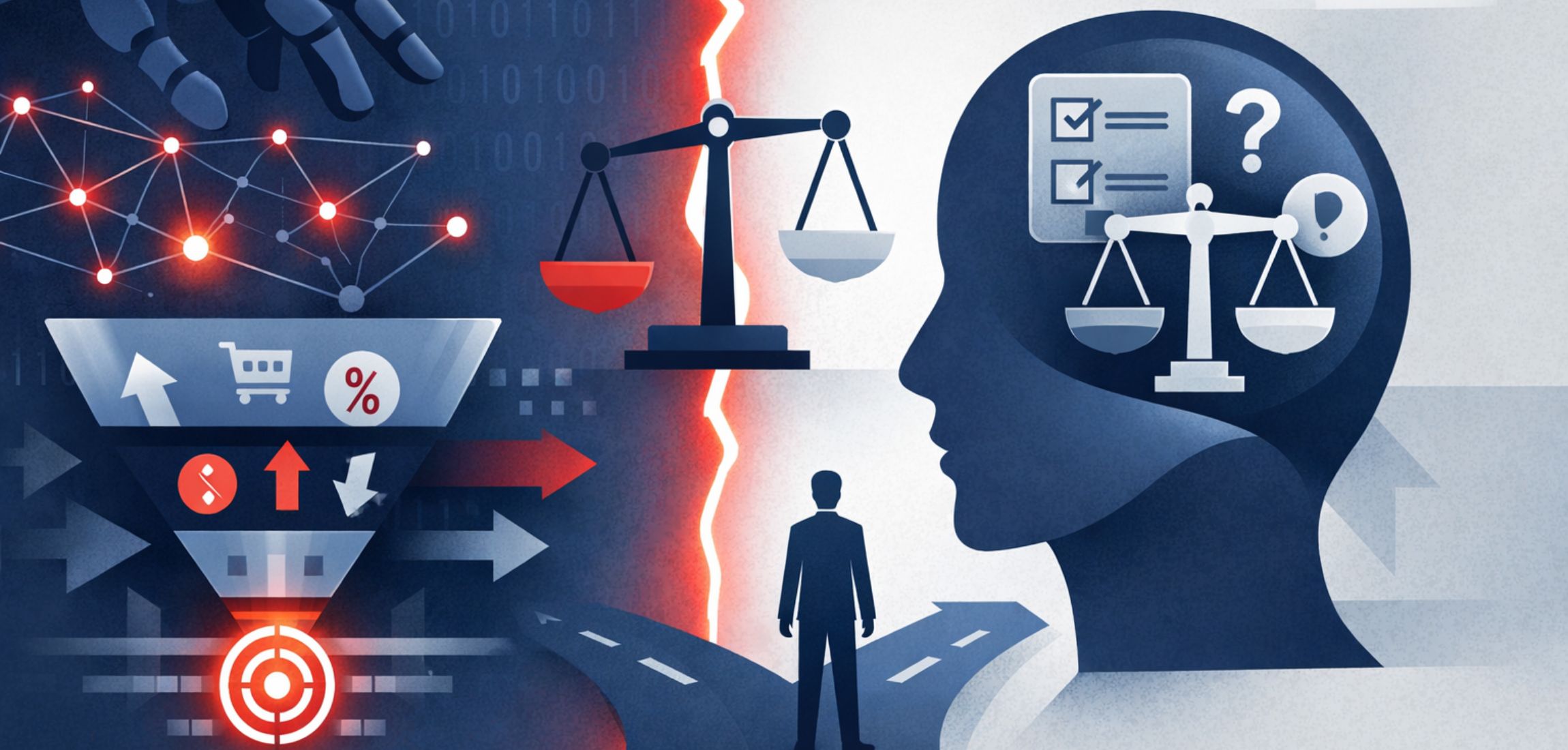 algorithmic influence and consumer agency in digital marketing systems concept illustration